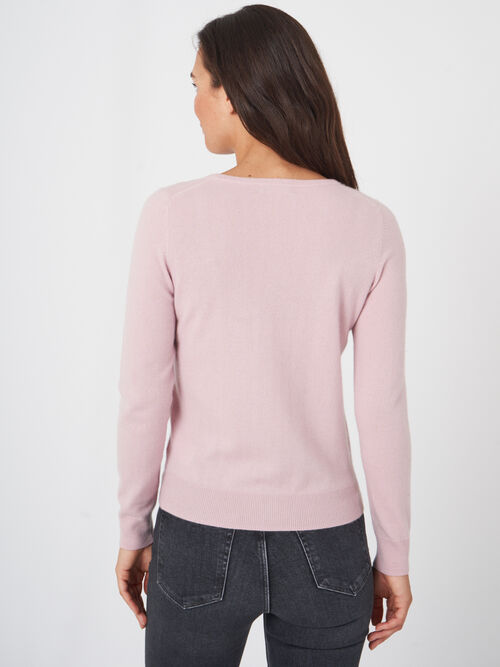 Basic organic cashmere cardigan with round neck