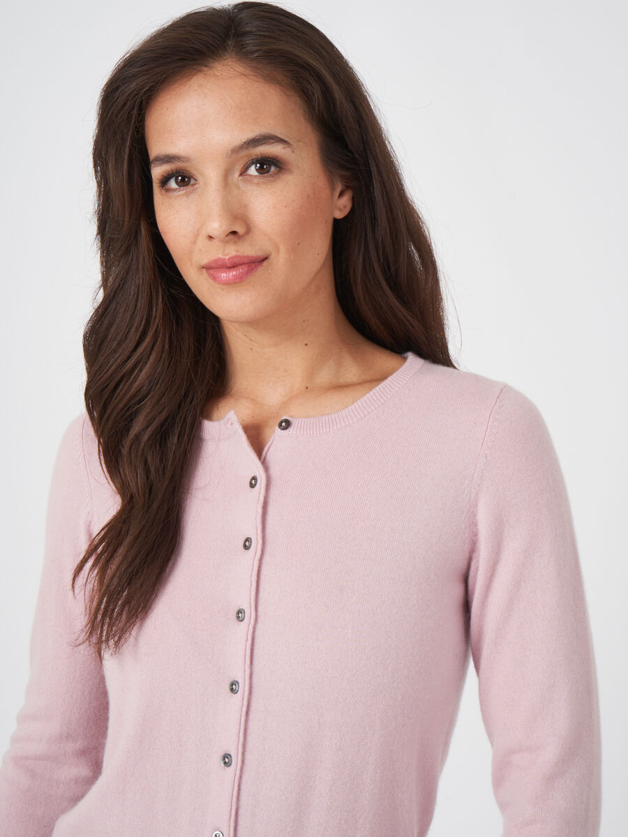 Classic cashmere cardigan for women - crew neck image number 2