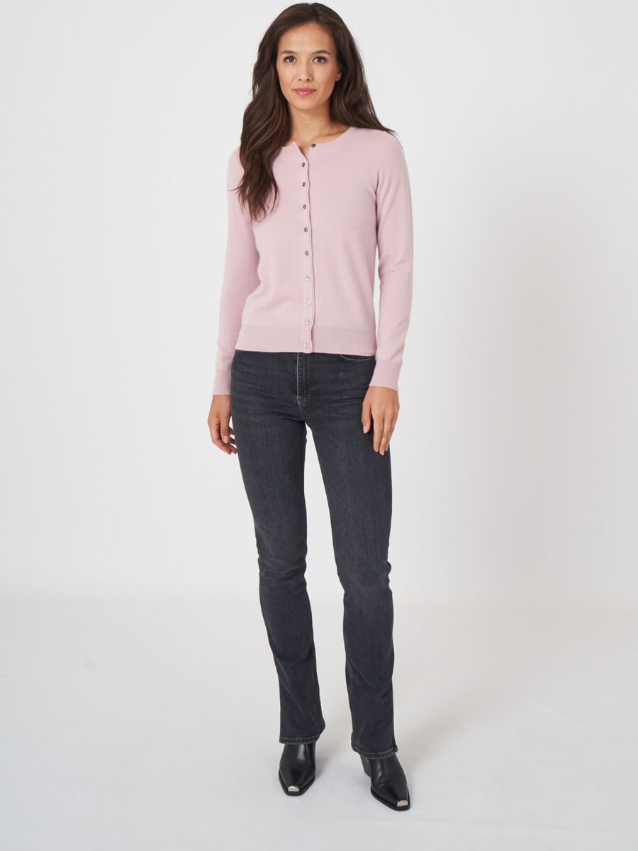 Classic cashmere cardigan for women - crew neck image number 4