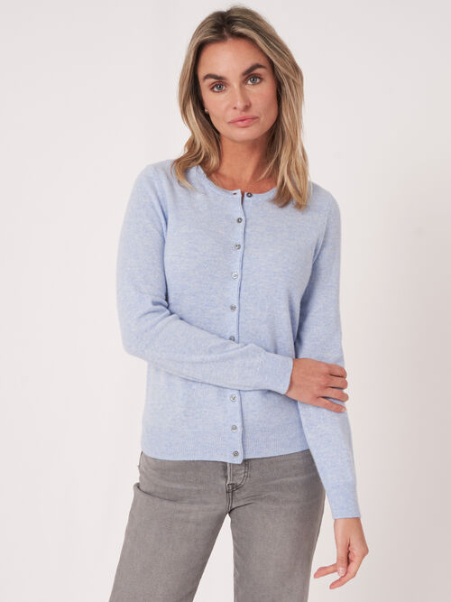 Basic Strickjacke mit Rundhalsausschnitt aus Bio-Kaschmir