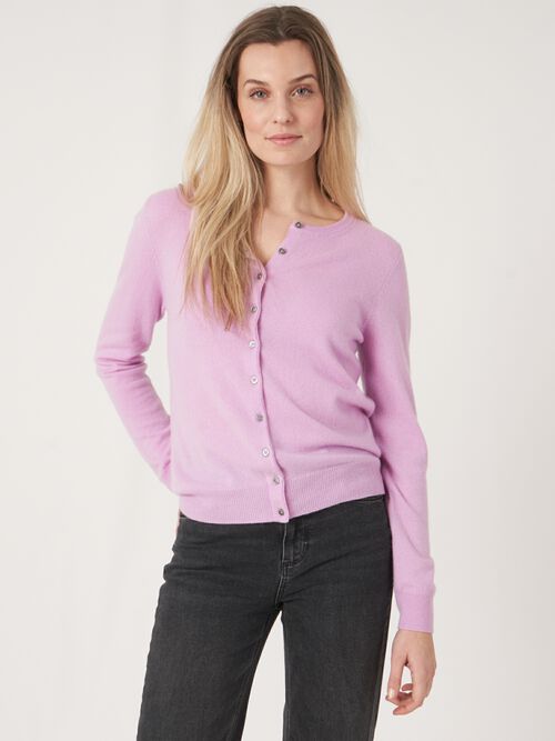 Basic-Strickjacke mit Rundhalsausschnitt aus Bio-Kaschmir