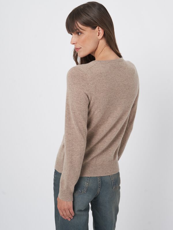 Classic cashmere cardigan for women - crew neck image number 5