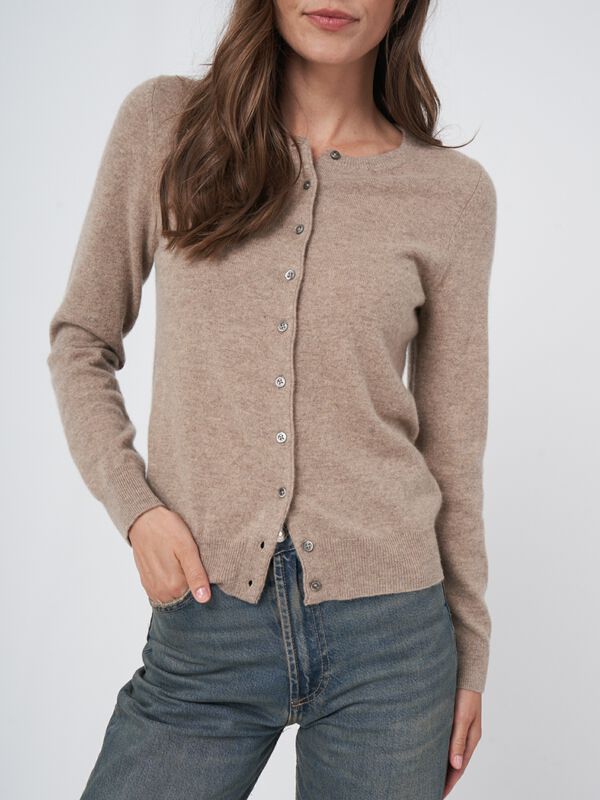 Classic cashmere cardigan for women - crew neck image number 4