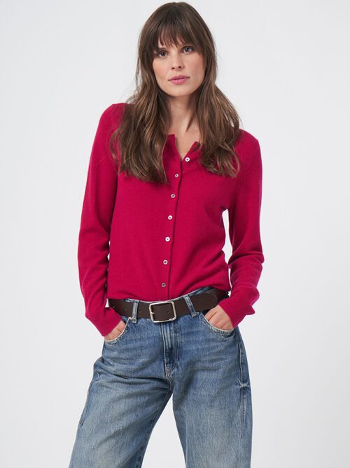 Cardigan classique à col rond en cachemire biologique