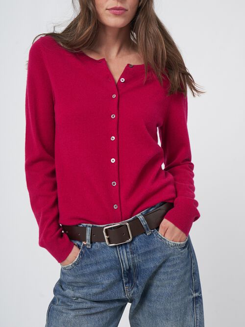 Basic organisch cashmere vest met ronde hals