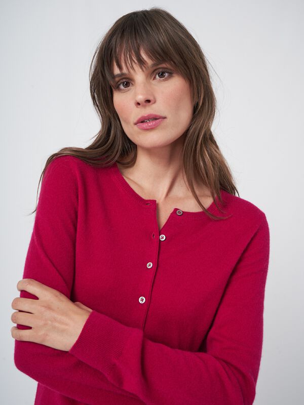 Classic cashmere cardigan for women - crew neck image number 2