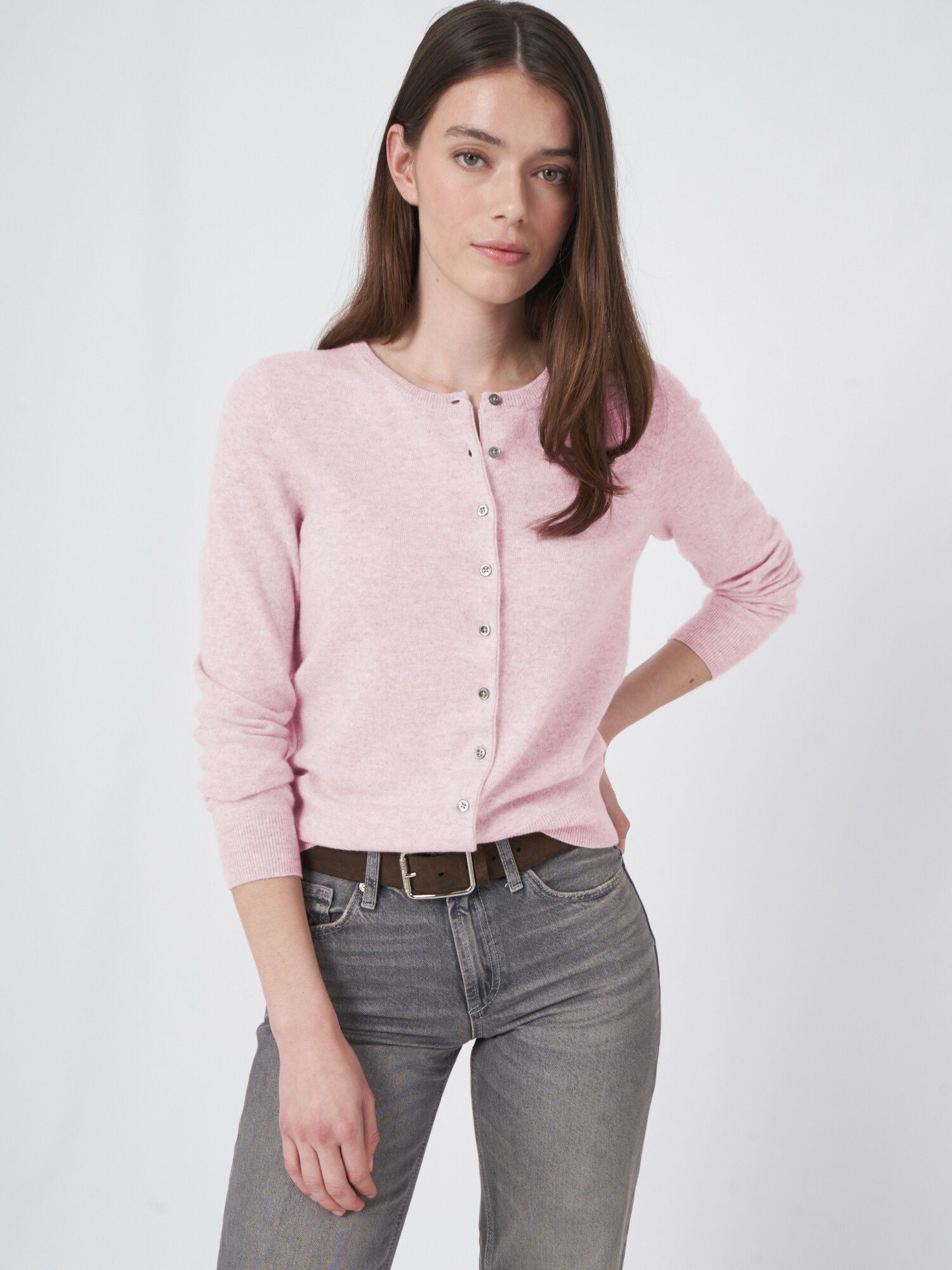 REPEAT cashmere Basic organisch cashmere vest met ronde hals