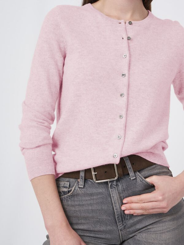 Basic-Strickjacke mit Rundhalsausschnitt aus Bio-Kaschmir image number 2