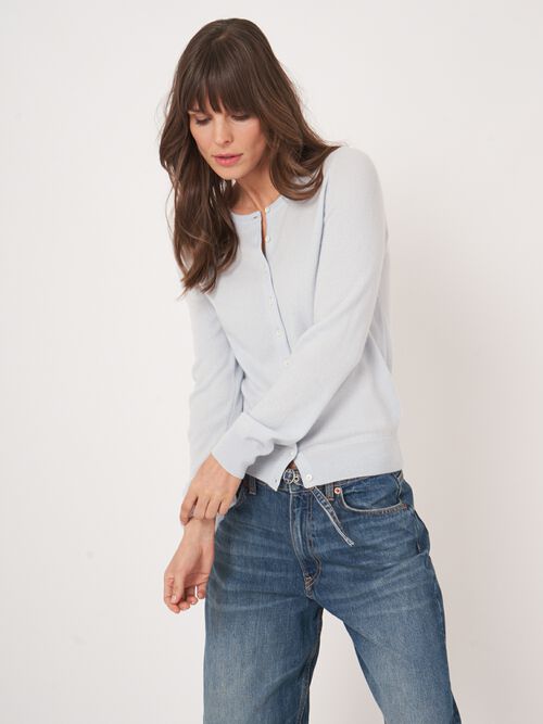 Basic organisch cashmere vest met ronde hals