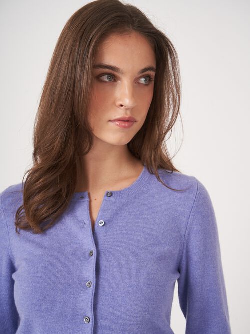 Basic-Strickjacke mit Rundhalsausschnitt aus Bio-Kaschmir