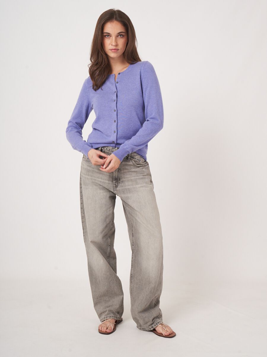 Organisch kasjmier vest met ronde hals image number 3