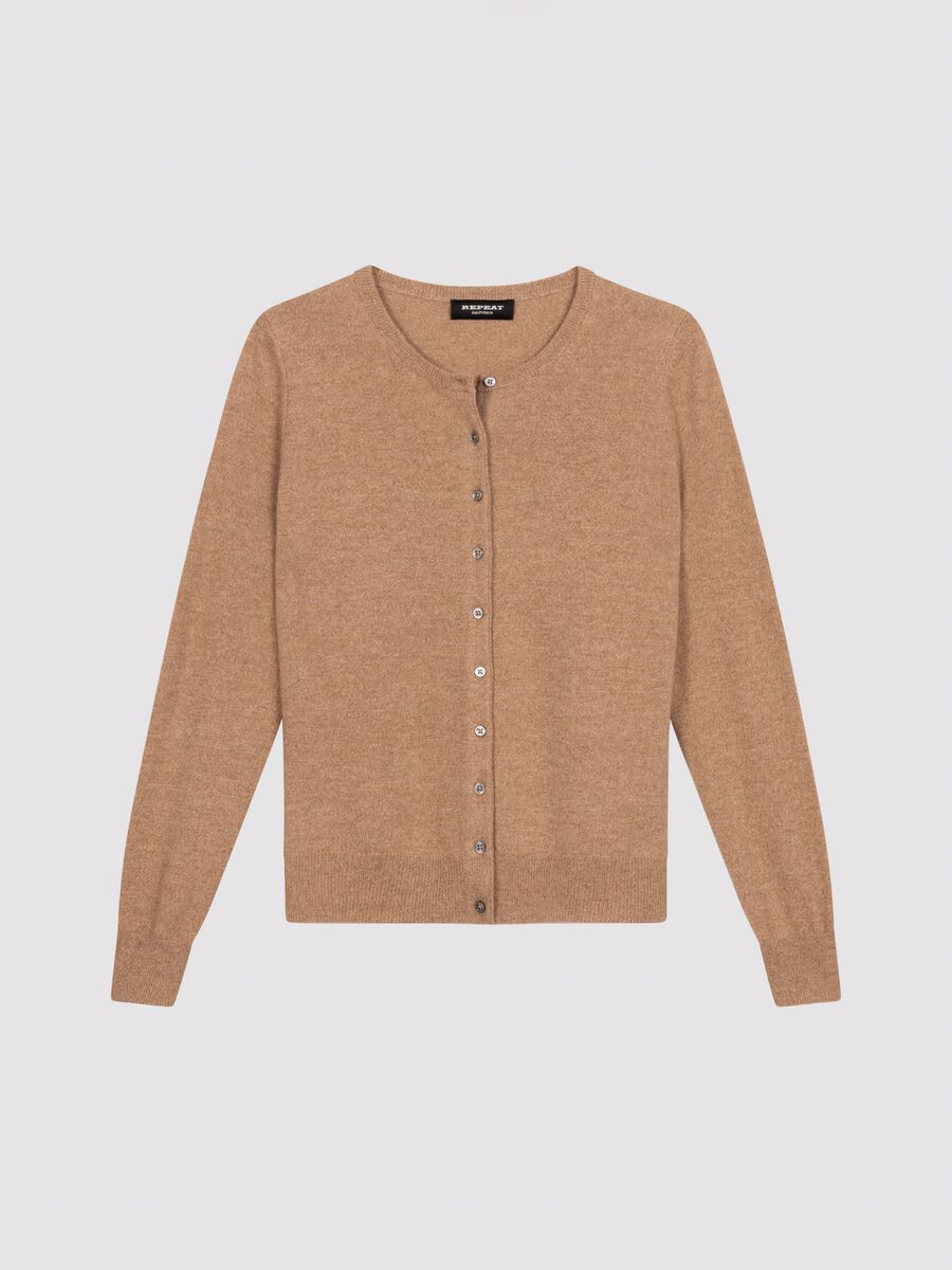 Classic cashmere cardigan for women - crew neck image number 0