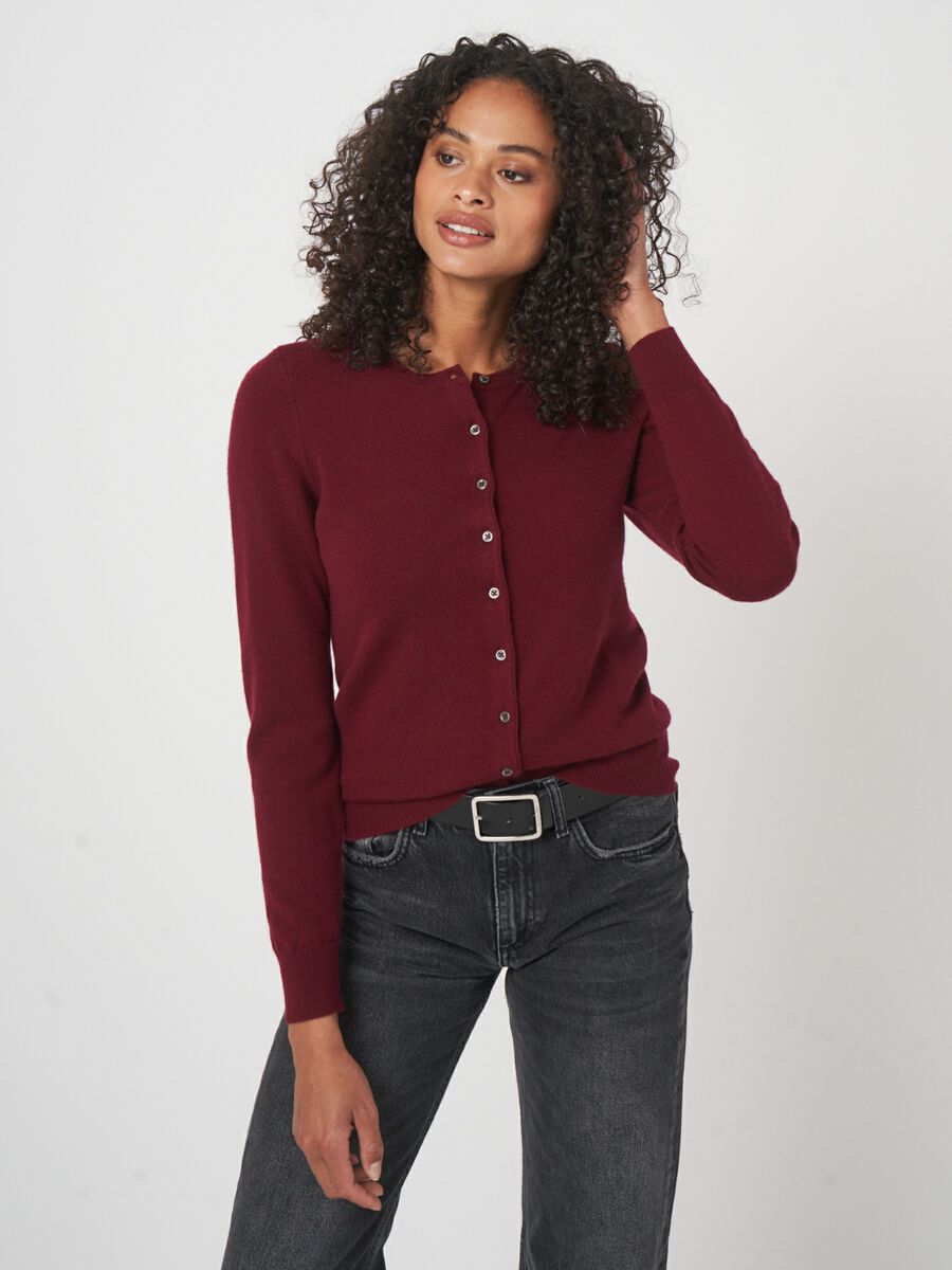 Classic cashmere cardigan for women - crew neck image number 0