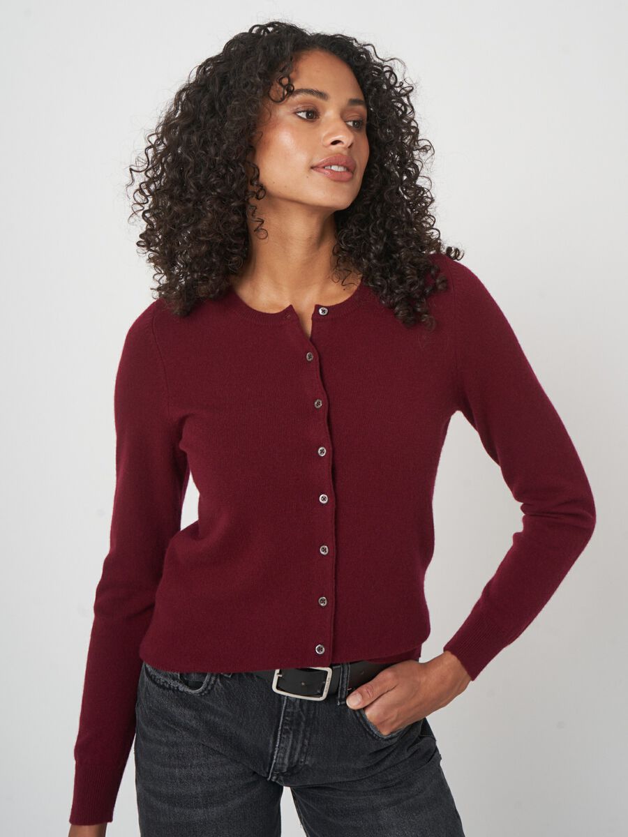 Basic-Strickjacke mit Rundhalsausschnitt aus Bio-Kaschmir image number 2