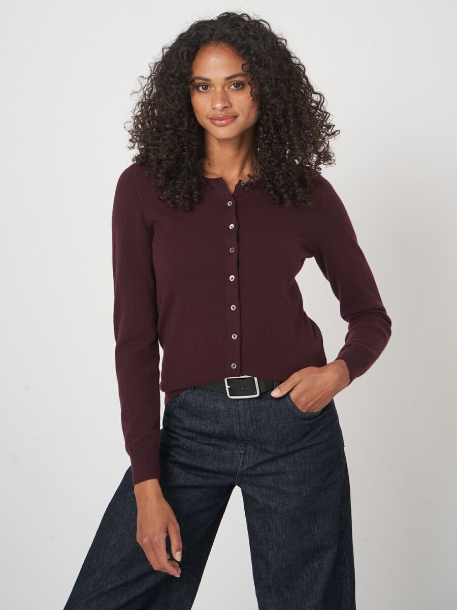 Organisch kasjmier vest met ronde hals image number 1