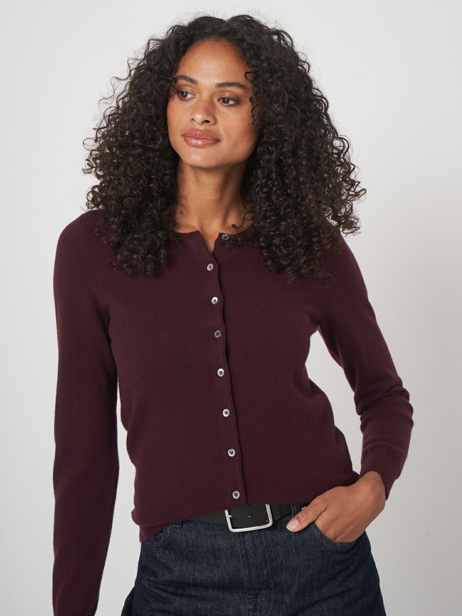 Organisch kasjmier vest met ronde hals image number 2