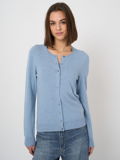 Cardigan en cachemire 100% maille fine, col rond