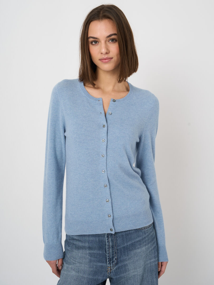 Cardigan en cachemire 100% maille fine, col rond image number 0