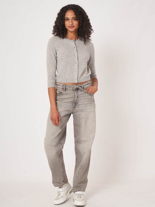 Korte cardigan met ronde hals van biologisch cashmere image number 4