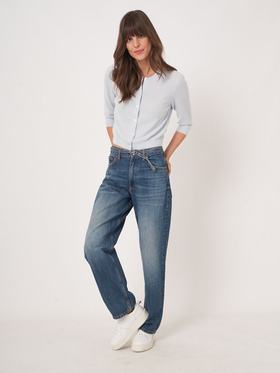 Korte cardigan met ronde hals van biologisch cashmere image number 5