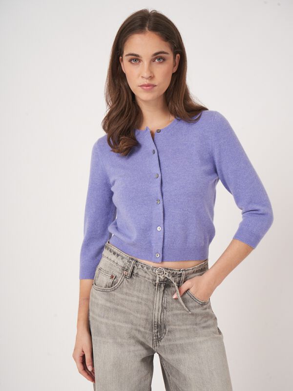 Korte cardigan met ronde hals van biologisch cashmere image number 0