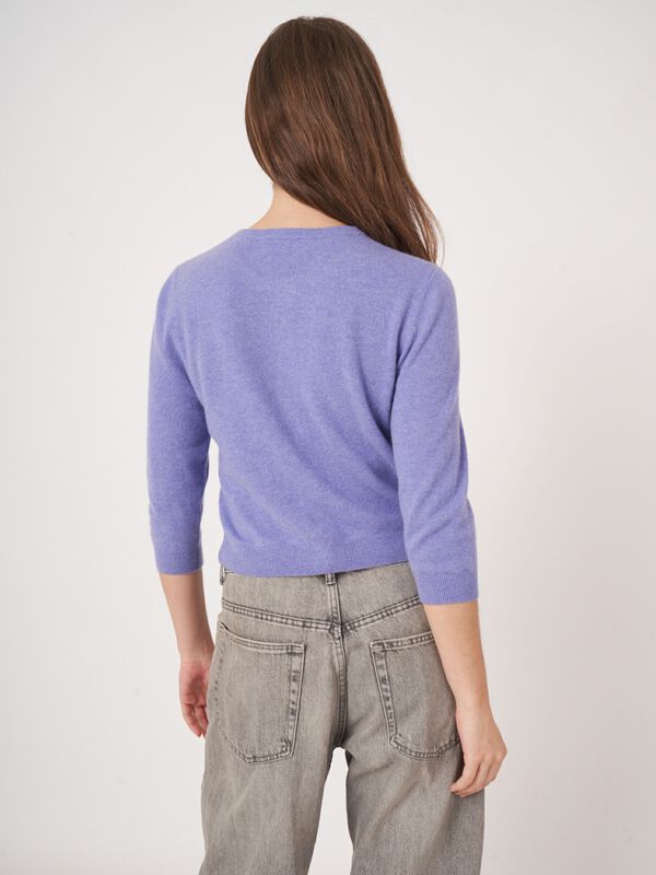 Korte cardigan met ronde hals van biologisch cashmere image number 3