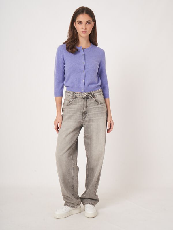 Korte cardigan met ronde hals van biologisch cashmere image number 4