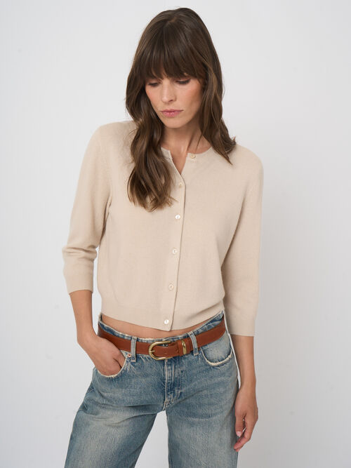 Organic cashmere cropped cardigan