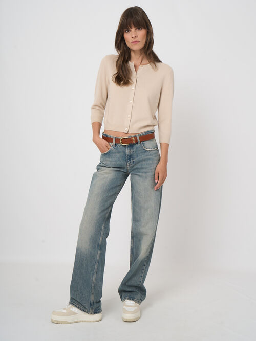 Organic cashmere cropped cardigan