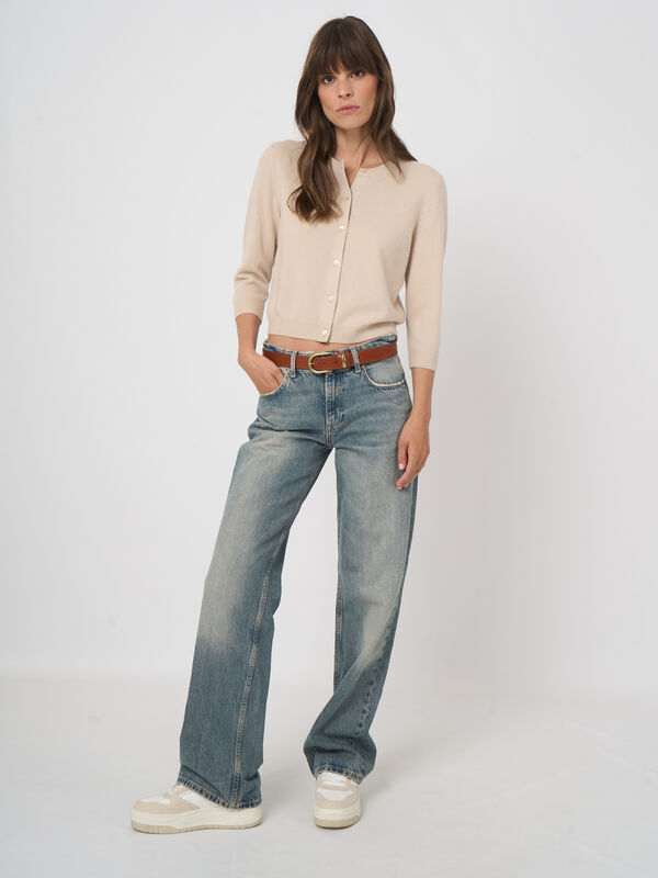 GOTS-zertifizierter Bio-Kaschmir-Cardigan, kurz - REPEAT image number 1