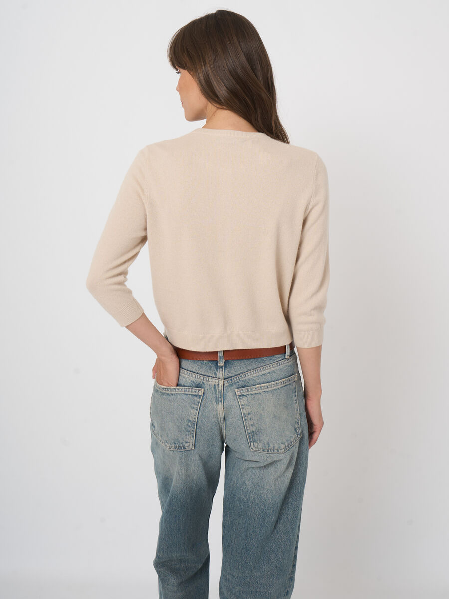 Organic cashmere cropped cardigan image number 3