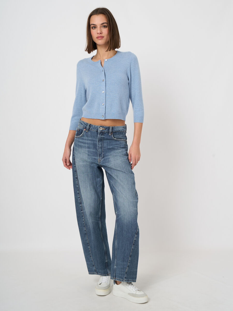 Organic cashmere cropped cardigan image number 0