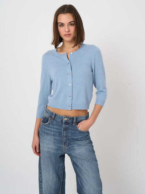 Organic cashmere cropped cardigan