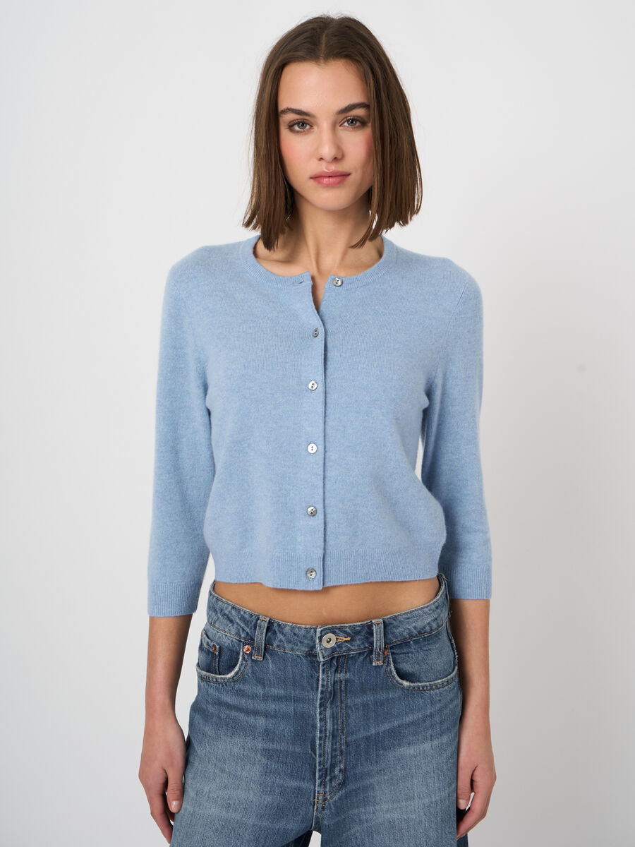 Organic cashmere cropped cardigan image number 2