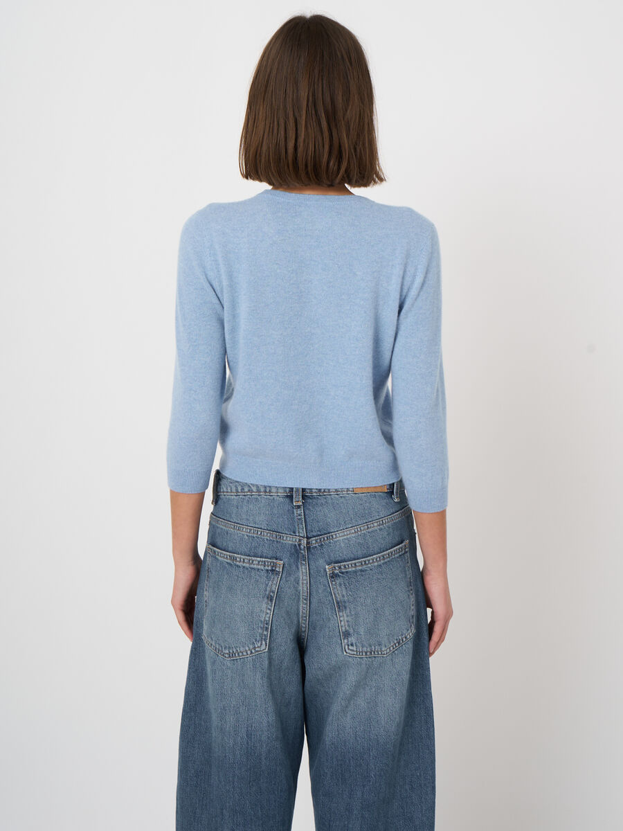 Organic cashmere cropped cardigan image number 3