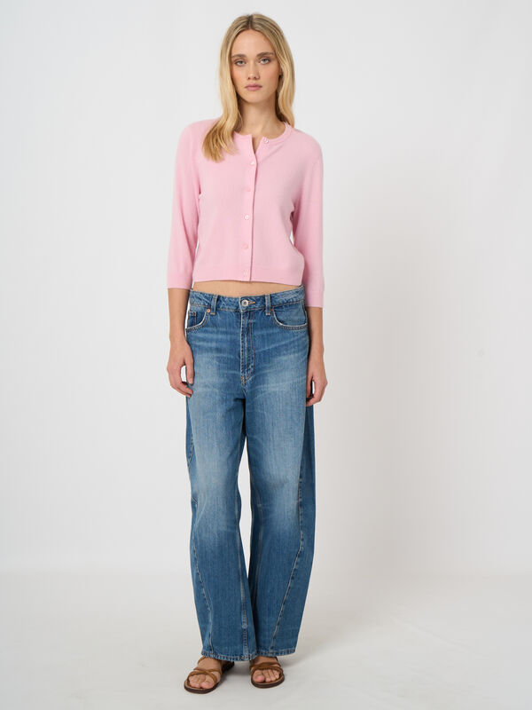 Biologisch kasjmier cropped cardigan | REPEAT image number 0