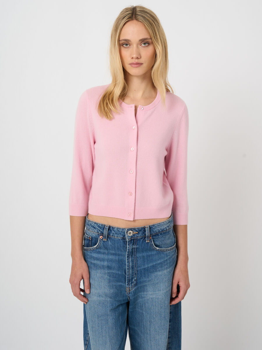 Organic cashmere cropped cardigan image number 2