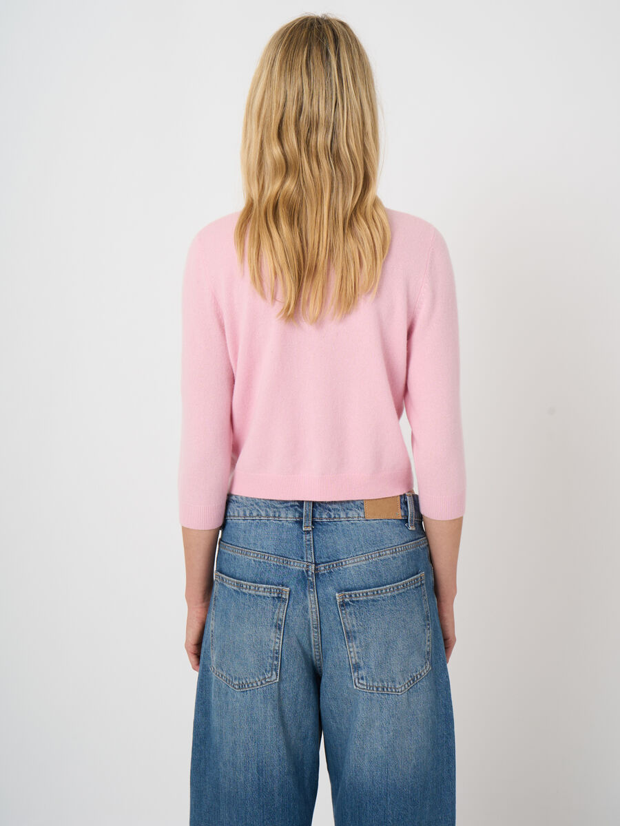 Organic cashmere cropped cardigan image number 3