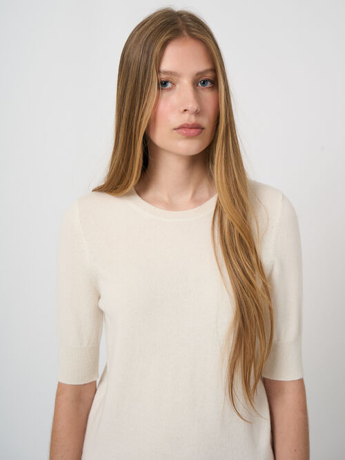 Women&rsquo;s short sleeve organic cashmere sweater
