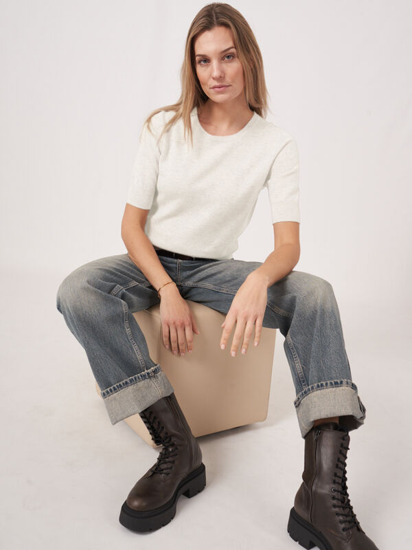 Basic Kurzarm-Pullover aus Bio-Kaschmir image number 1