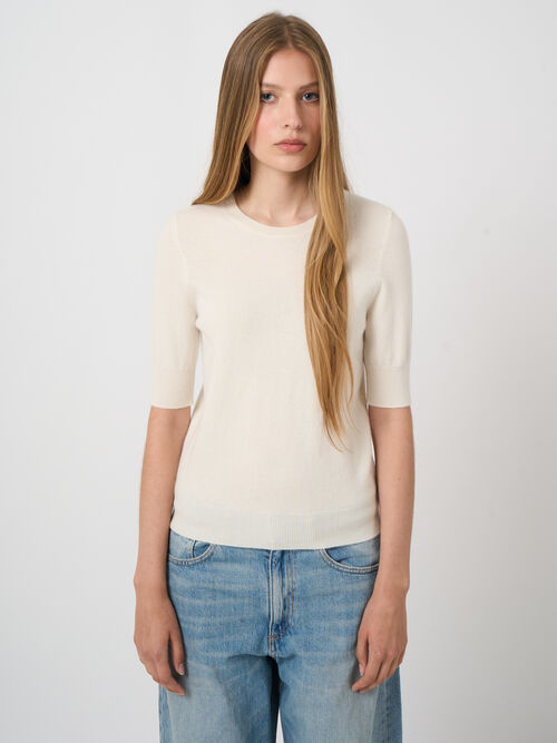 Women&rsquo;s short sleeve organic cashmere sweater