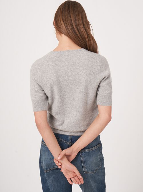 Basic short sleeve organic cashmere sweater