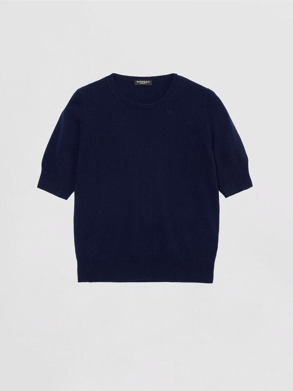 Basic short sleeve organic cashmere sweater image number 0