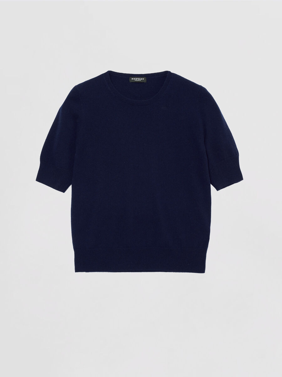 Basic short sleeve organic cashmere sweater image number 0