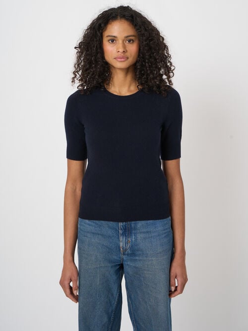 Women&rsquo;s short sleeve organic cashmere sweater