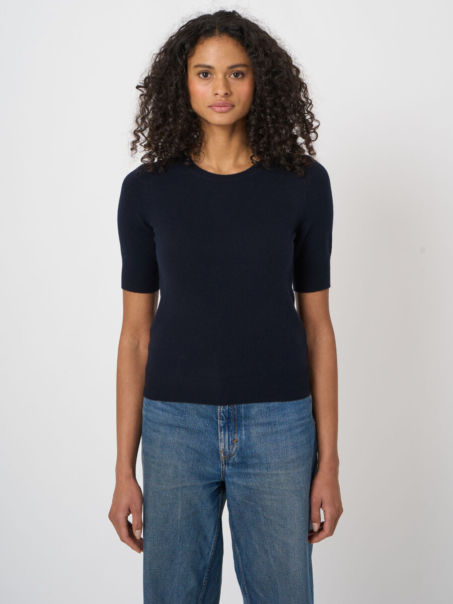 Damen Kurzarm-Pullover aus Bio-Kaschmir, Rundhals image number 0
