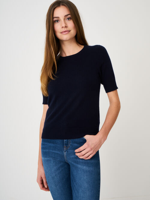 CASHMERE BLENDED TOP SHORT SLEEVE ESSENTIAL_YELLOW main image 1