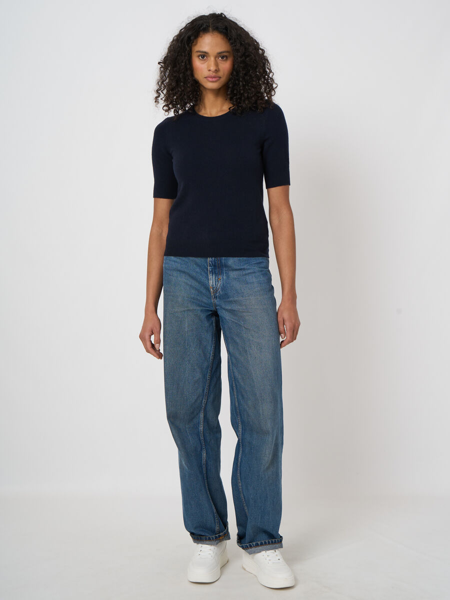 Damen Kurzarm-Pullover aus Bio-Kaschmir, Rundhals image number 1