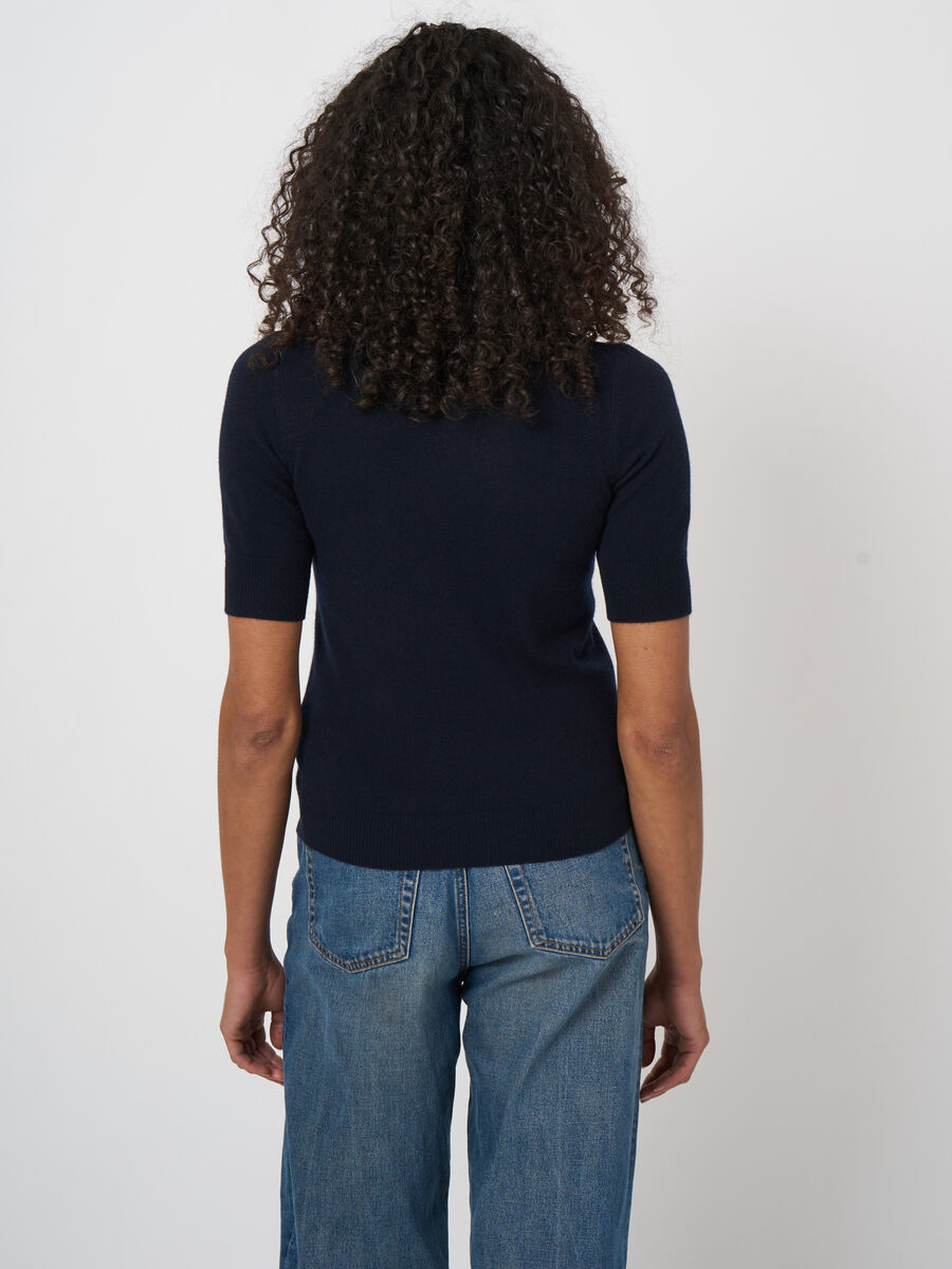 Damen Kurzarm-Pullover aus Bio-Kaschmir, Rundhals image number 3