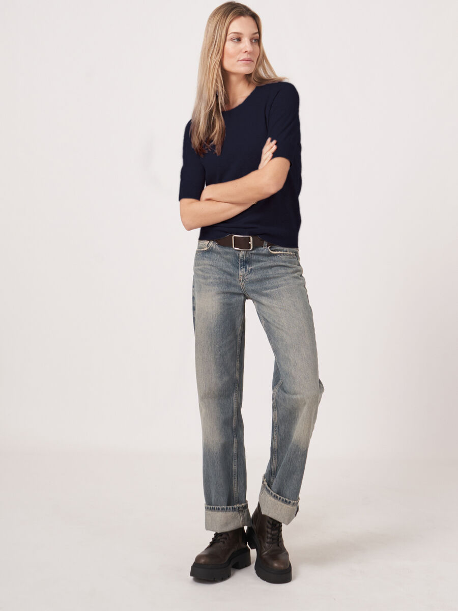 Pull manches courtes en cachemire image number 4